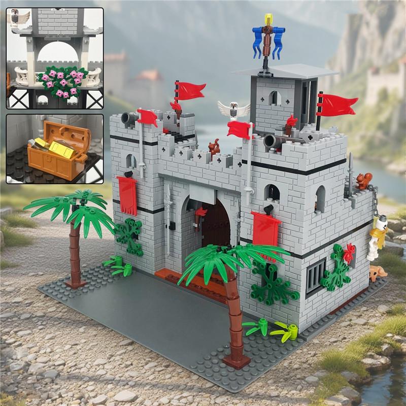 Medieval Cherbourg Castle Modular Buildings toy Imaginative Construction Castle Building Blocks Sets Blocks Playthings Room Decor Gifts