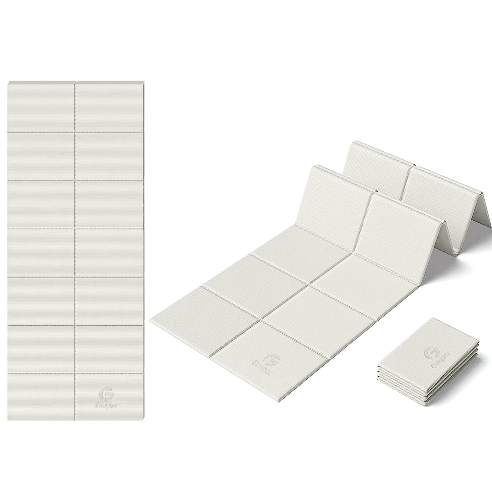 

Gruper 6mm Folding Yoga Exercise Stretching Strength Training Fitness Foldable PVC Training Indoor Exercise Pilates Portable and Easy to Store Mat,