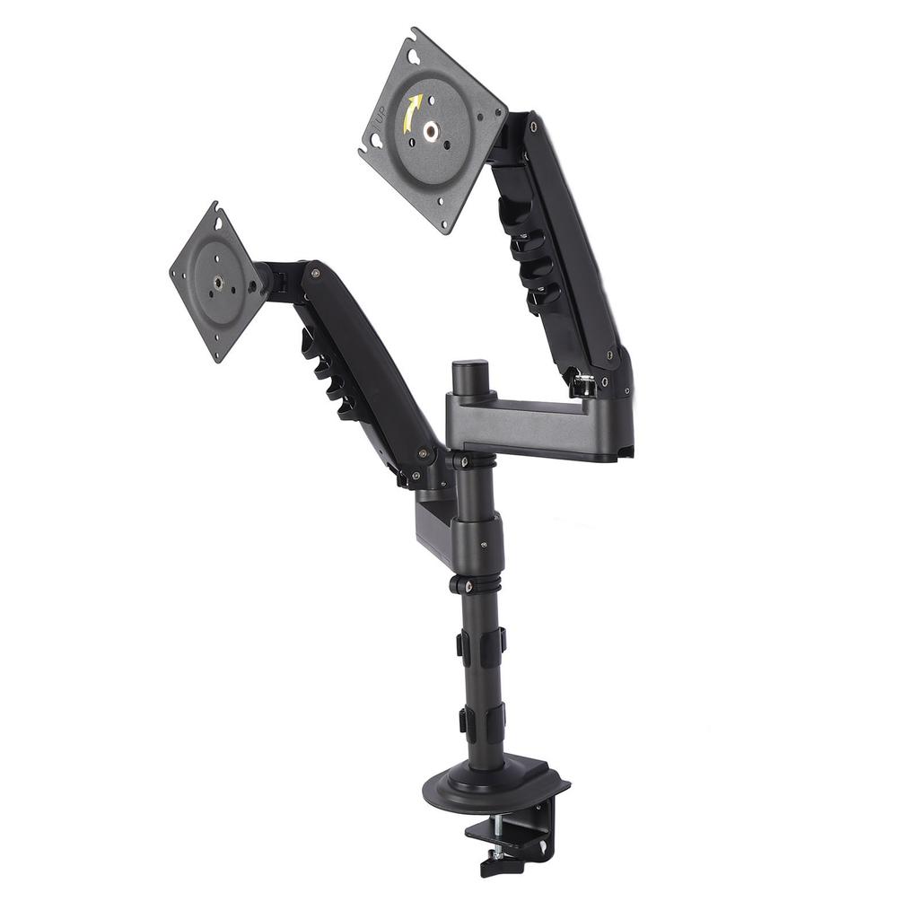 Dual Display Stand for 17 To 27 Inch Double Screen Aluminum Steel Adjustable Double Computer Display