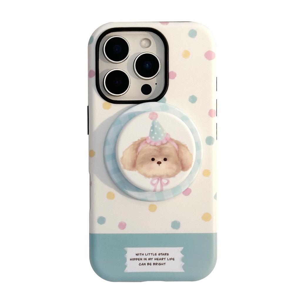 Cartoon Puppy Magnetic Holder Phone Case for Apple Phones