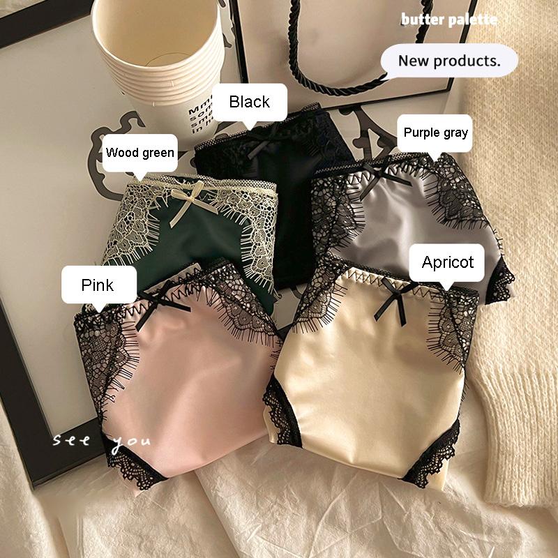

Женские блестящие кружевные трусики с бантом, атласное нижнее белье, сетчатое эластичное ретро сексуальное мягкое с низкой талией