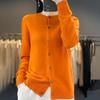 Women's Wool Cardigan: Autumn/Winter Round Neck Long Sleeve Knit Sweater, Slimming & Loose Fit