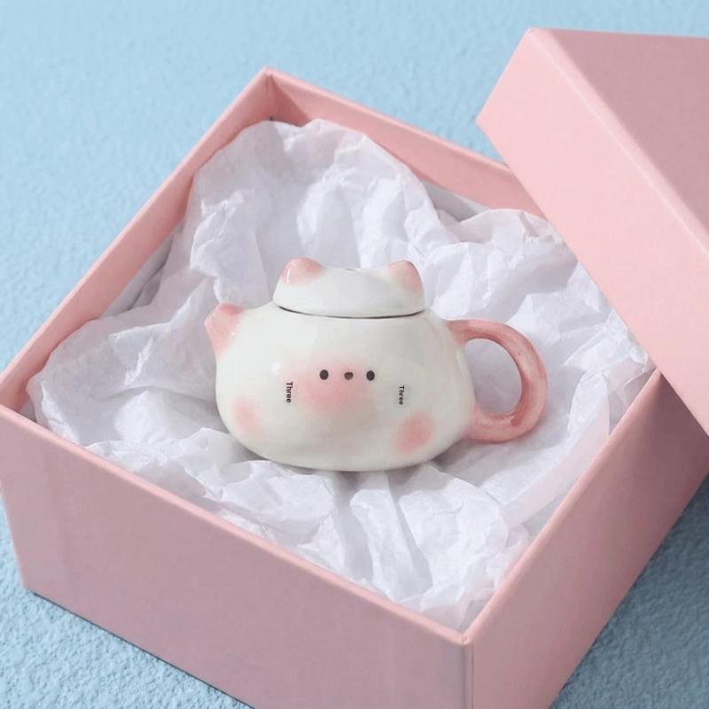 Chinese Style Mini Ceramic Teapot Ornaments Traditional Smooth Milk Tea Lid Accessories Exquisite Ceramic Cat Ear Pot Home Decor