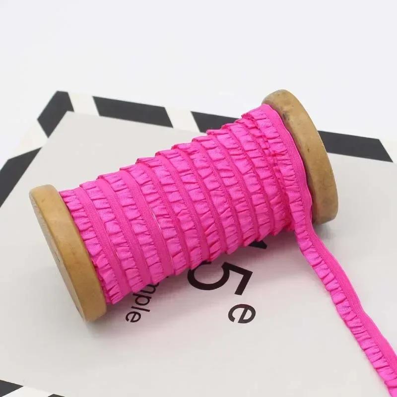 5-30Meters Meetee 10mm Elastic Bands Garment Stretch Ruffled Lace Trim Hairband Rubber Tapes DIY Clothing Sewing Accessories