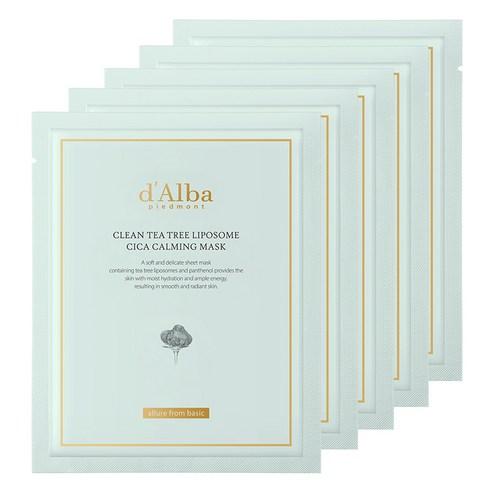 d’Alba Clean Tea Tree Liposome Cica Calming Mask Pack 5 Sheets – Soothing Repair Sheet Mask Set