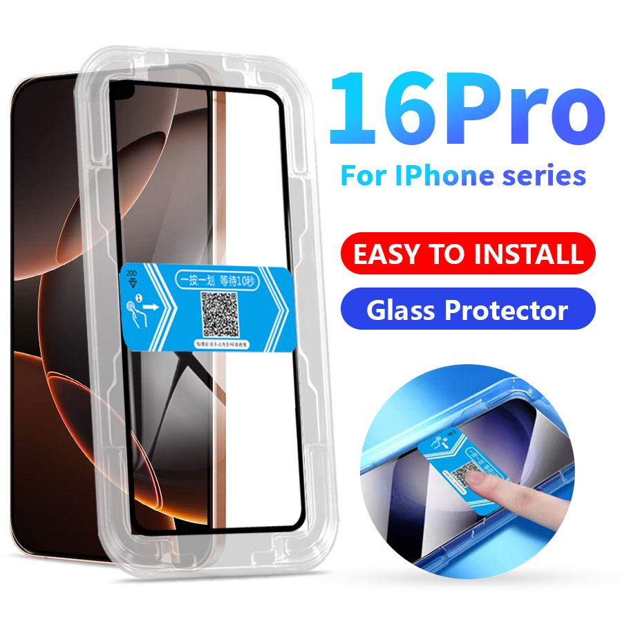 

Встановлення одним натисканням. Загартоване скло для iPhone 16 15 14 13 11 12 Pro Max X XS XR Захисне скло для екрана, повне покриття. iPhone 17 Pro Max