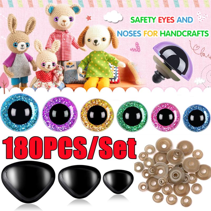 180 Stück/Set Große Sicherheitsaugen und Nasen Farbe Kunststoff Bastelpuppenaugen DIY Puppen Bärenbasteln Kuscheltiere Amigurumi 10-20mm