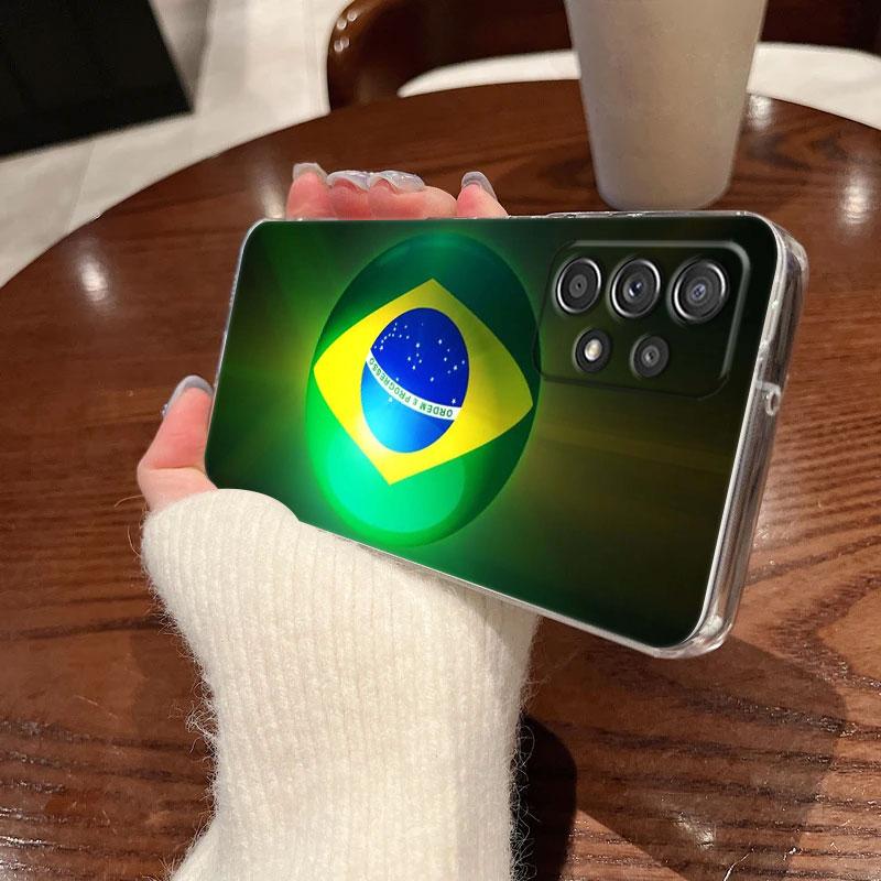 Brazil Flag Clear Soft Phone Case For Samsung Galaxy A56 A57 A37 A55 A54 A36 A35 A26 A25 A16 A17 A07 A52 A34 A73 A53 A21s Cover
