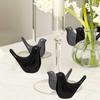 Creative Grey and Black Glossy Ceramic Birds Figurines Home Decorations Accessories Party (Pack of 6, Black & Grey)
