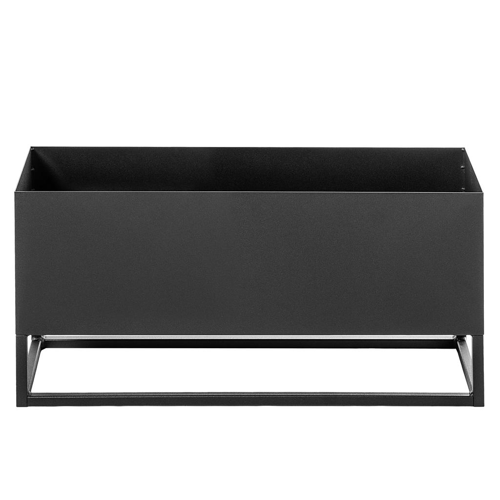 Breiter Pflanzenständer mit Topf 60x30cm, Blumentopf, Stahl-Pflanzenständer, schwarz