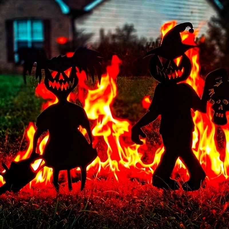 Scary Zombies Alloy Garden Stake Decorations, Eye Catching Front Yard Horror Decor, Craft with Scary Black Decorative Pile for Halloween Party