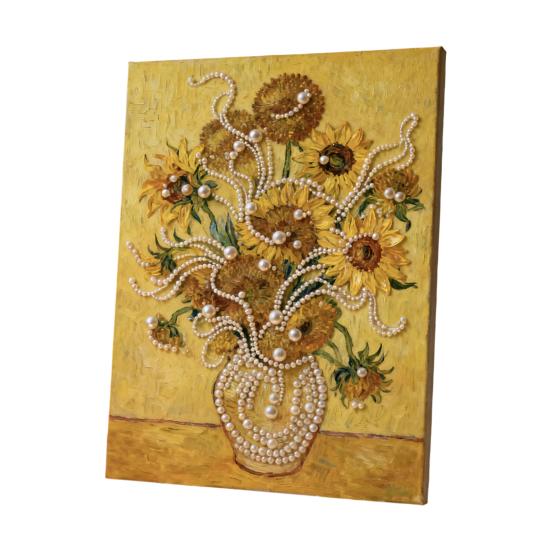 

Faux Pearl Painting DIY Kit Easy Intuitive Craft Flower Pattern Painting with Pre-Printed Canvas 5D Faux Pearl Art Starter Kit B