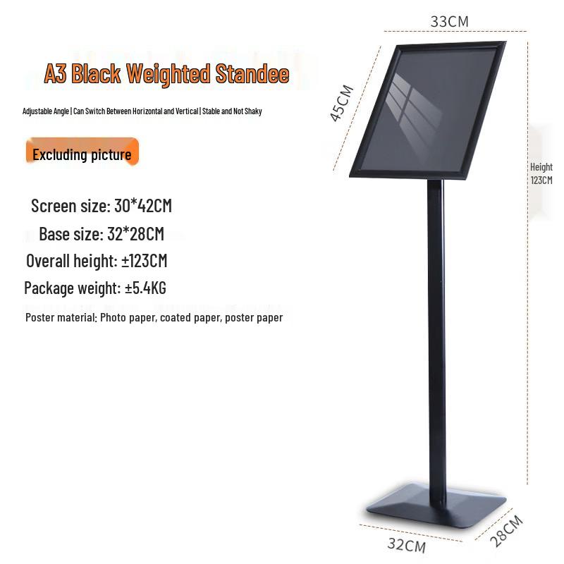Heavy-Duty A3 Black Aluminum Adjustable Sign Stand