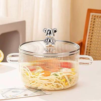 Glass Saucepan Clear Cooking Pot Bear Soup Pot Dual Handles Glass Saucepan With Cover Kitchen Cooking Tools