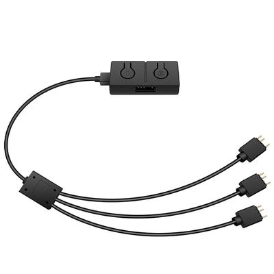 5V auf 12V RGB-Übertragungs-Hub mit 3-Wege-Splitter 5V/3Pin ADD-RGB auf 12V/4PIN Adapter Eingebaute 50 Farbmodi