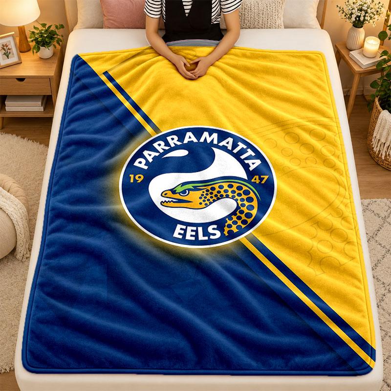 Flannel BlanketParramatta Eels Warm Soft Throw Blanket for Indoor Sofa Bed Living Room Use