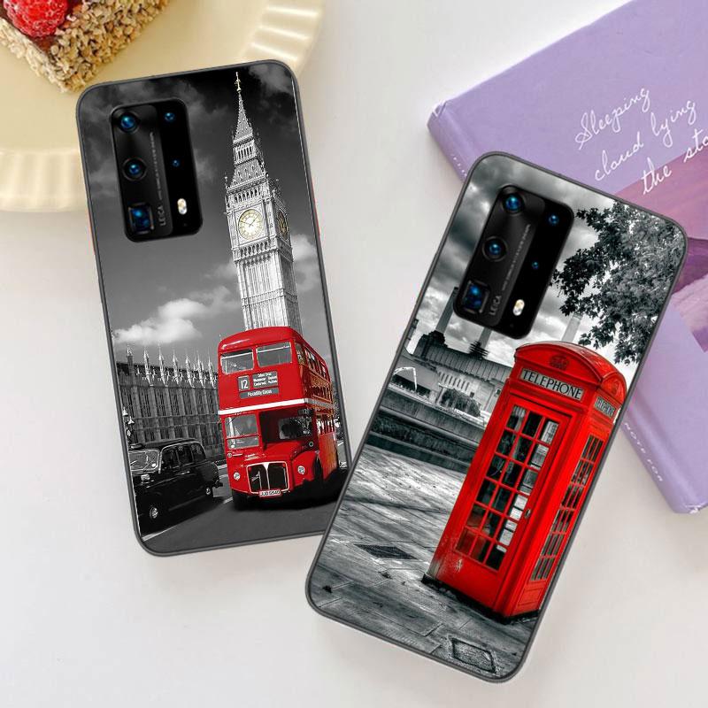london bus england telephone Soft Clear Phone Case For Huawei P30 Lite P10 P20 P40 P50 Pro Mate 40 Pro 30 20 10 Lite Cover Silic