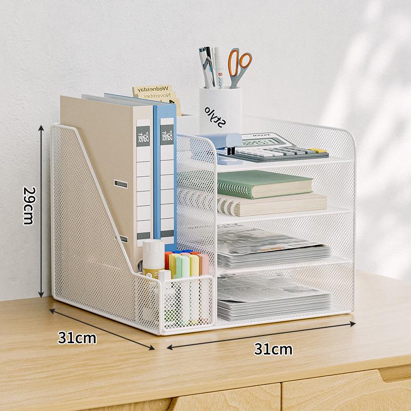 A4 File Organizer Box – Multi-Layered Desktop Storage for Office Desk & Bookshelf