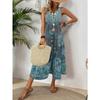 Printed Sleeveless V-neck Vest Dress Fashion Vacation Loose A-line Vintage Bohe Dress for Women O Neck Summer Elegant Fashion Casual Simple Clothing