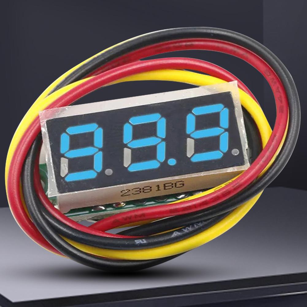 3 Wires Digital Voltmeter Red/Blue/Yellow/Green 0.28 Inch Gauge Tester Accurate Pressure Measurement Reverse Polarity Protection