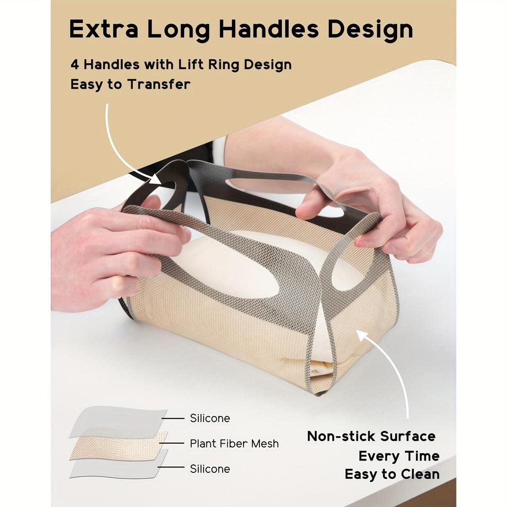 Reusable Silicone Bread Loaf Pan Liner, Food-Grade Silicone Bread Sling, Loaf Pan Lifters - Easy Clean Dough Transfer Tool