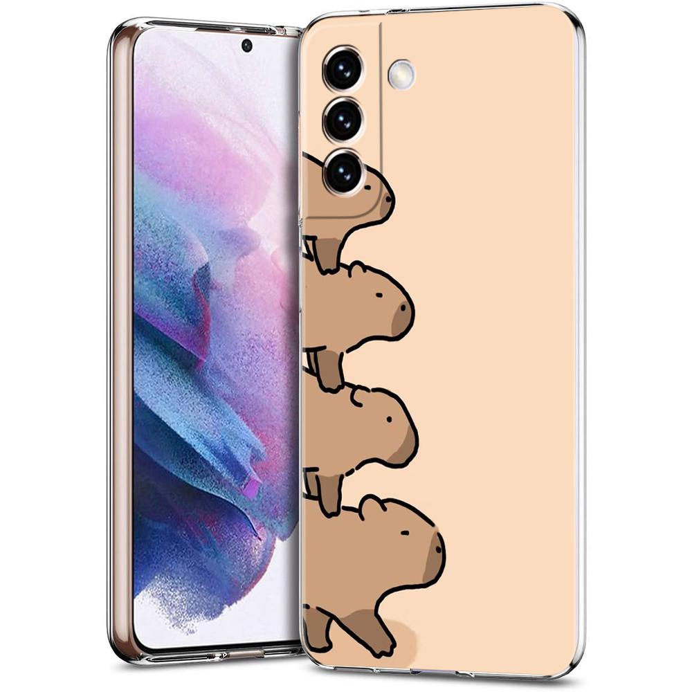 Funny Cartoon Capybara Phone Case For Samsung Galaxy S25 S23 S24 S22 Ultra Plus Transparent Cover For Galaxy S24+ S23+ S25+ S22+