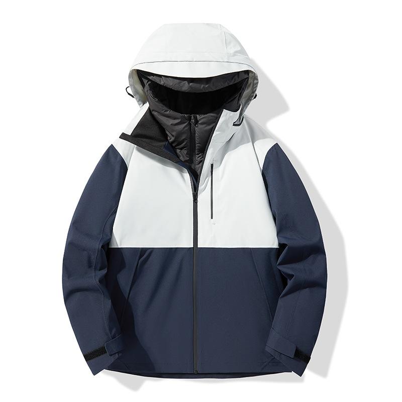 Winter Quality Couple Three-in-one Tibetan Hat Down Solid Color Jacket Sports Outdoor Jacket