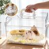 Transparent Small Pet Feeding Box Buckle Design Hamster Habitat Hamster Outdoor Cage  Small Animals