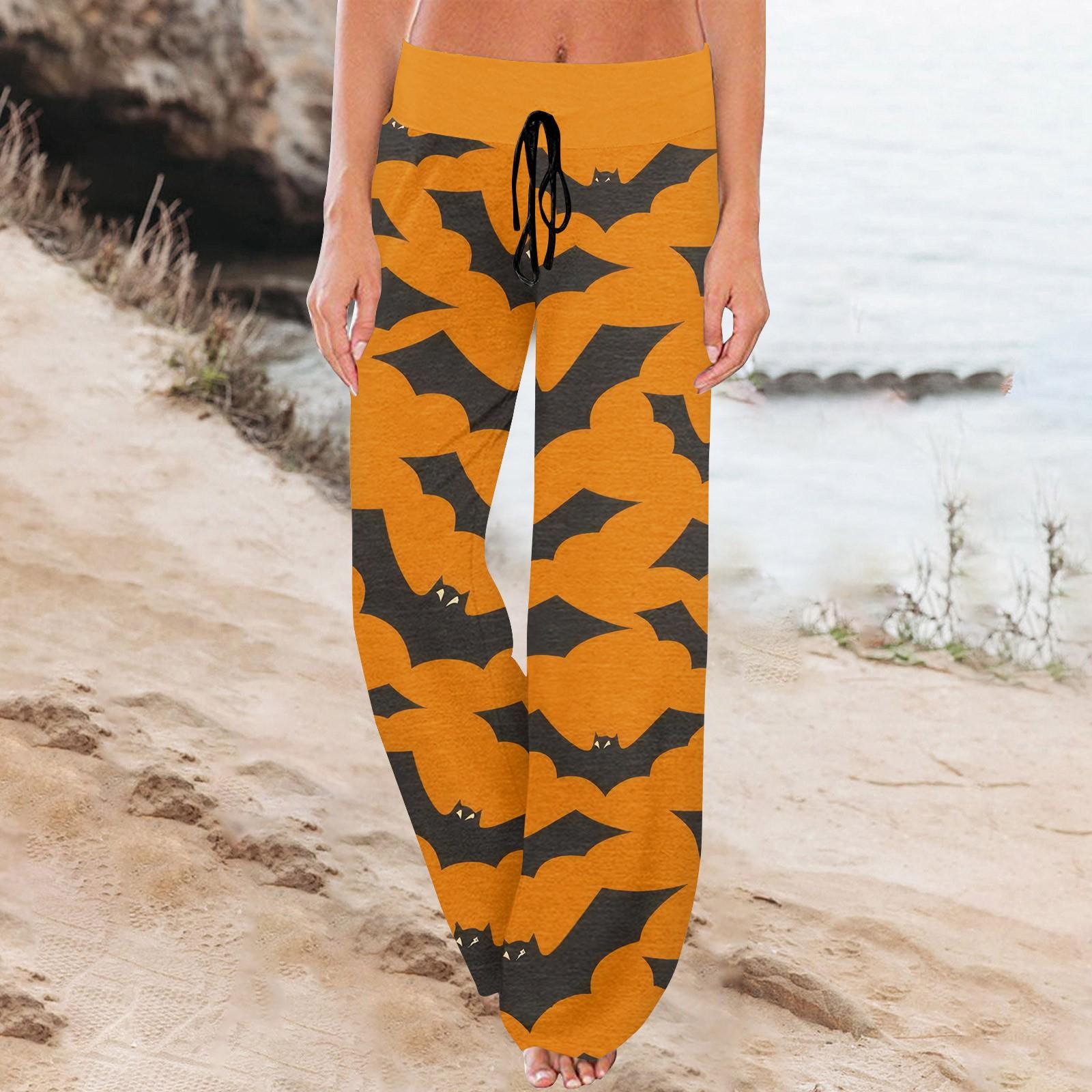 

Женские спортивные брюки, спальные брюки, напечатанные широкие брюки на шнурке, повседневные брюки с карманами XXL шафрановый