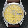 REFURBISHED SEIKO 5 AUTOMATIC MENS WATCH JAPAN MADE YELLOW DIAL CUSTOM a440075-2 QV90-a440075