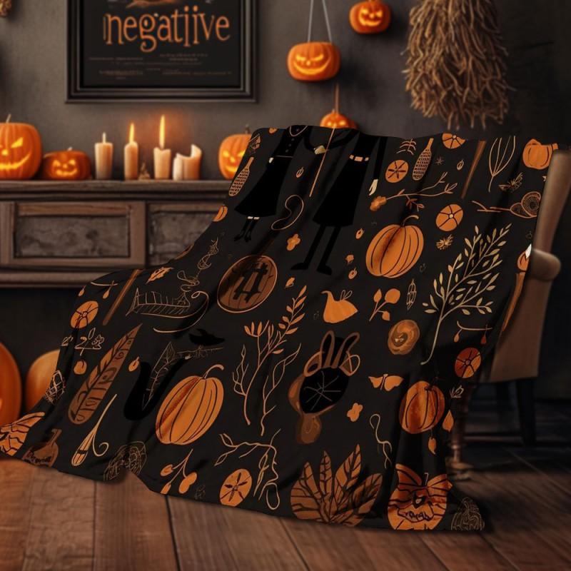 Halloween Print Flannel Blanket Soft Cozy Throw Bed Sofa Plush Fleece 70x100 To 150x200cm