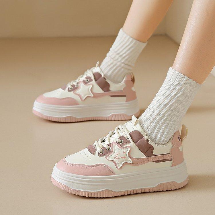 

Autumn and winter new college style star board shoes student color matching versatile lace-up sports and leisure shoes women 40