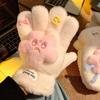 Cute Stars Plush Finger Gloves Women Winter Plush Thickened Warm Cold Furry Cycling Student