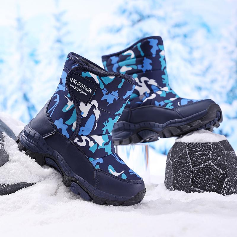 Autumn/Winter High-Top Kids Winter Snow Boots Cotton Shoes Fluffy Wolf Teeth Non-slip Warm Girls Snow High Top Sports Shoes