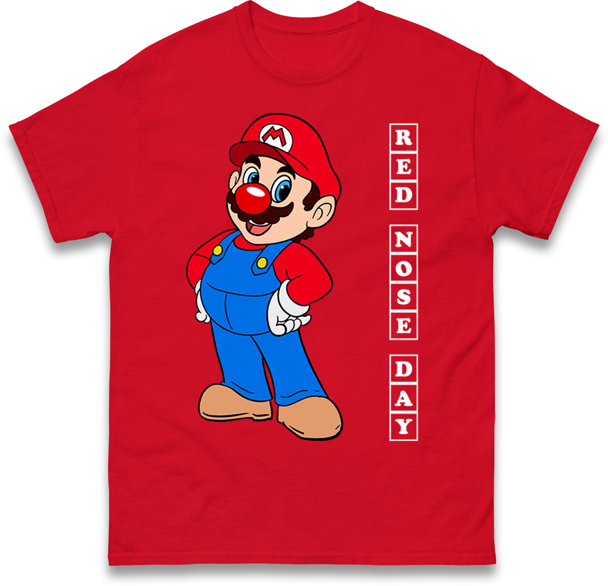 Super Mario Red Nose Day Mens T Shirt Womens Tops Tees S
