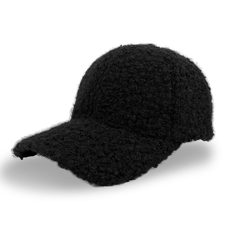 Autumn and Winter Outdoor Light Board Lamb Wool Cap Women's Solid Color Lamb Wool Baseball Cap Men's Thermal Hat