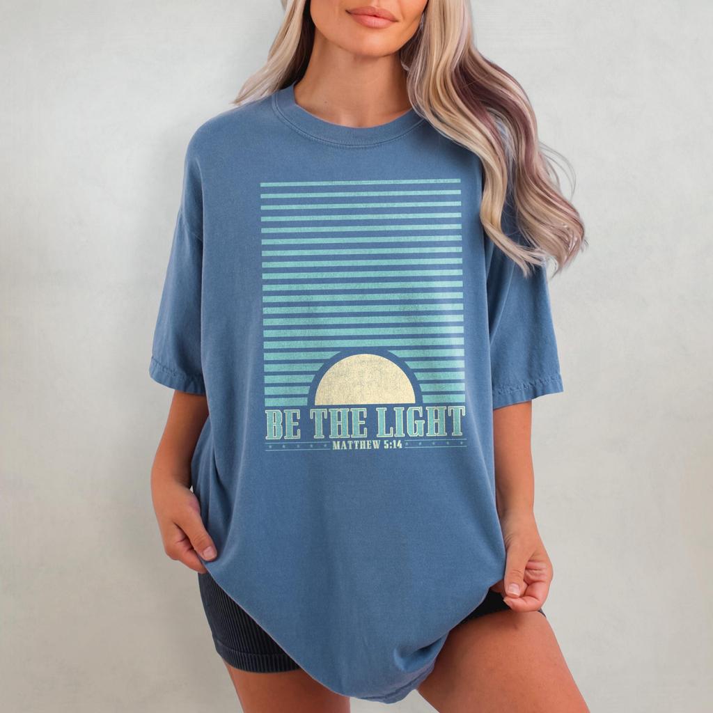 Be The Light Shirt, Christianity Comfort Colors T-Shirt, Retro Christian Graphic Tee, Matthew 5:14 Bible Scriptural Shirt, Jesus Quote Shirt