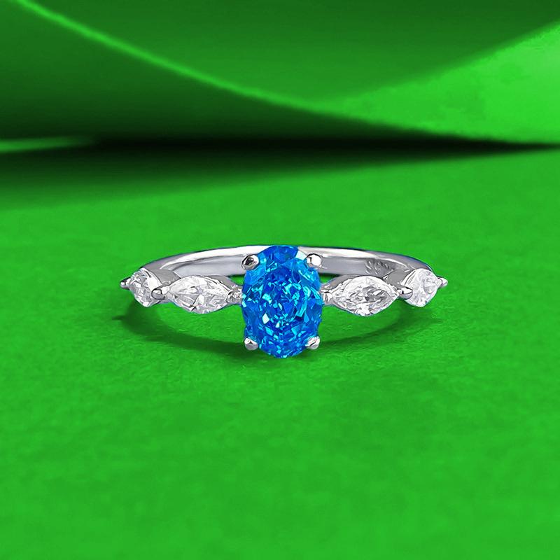 

Zhuo Zhi Fan S925 Silver Square White Diamond Ice Flower Ring - Light Luxury & Versatile Size 8