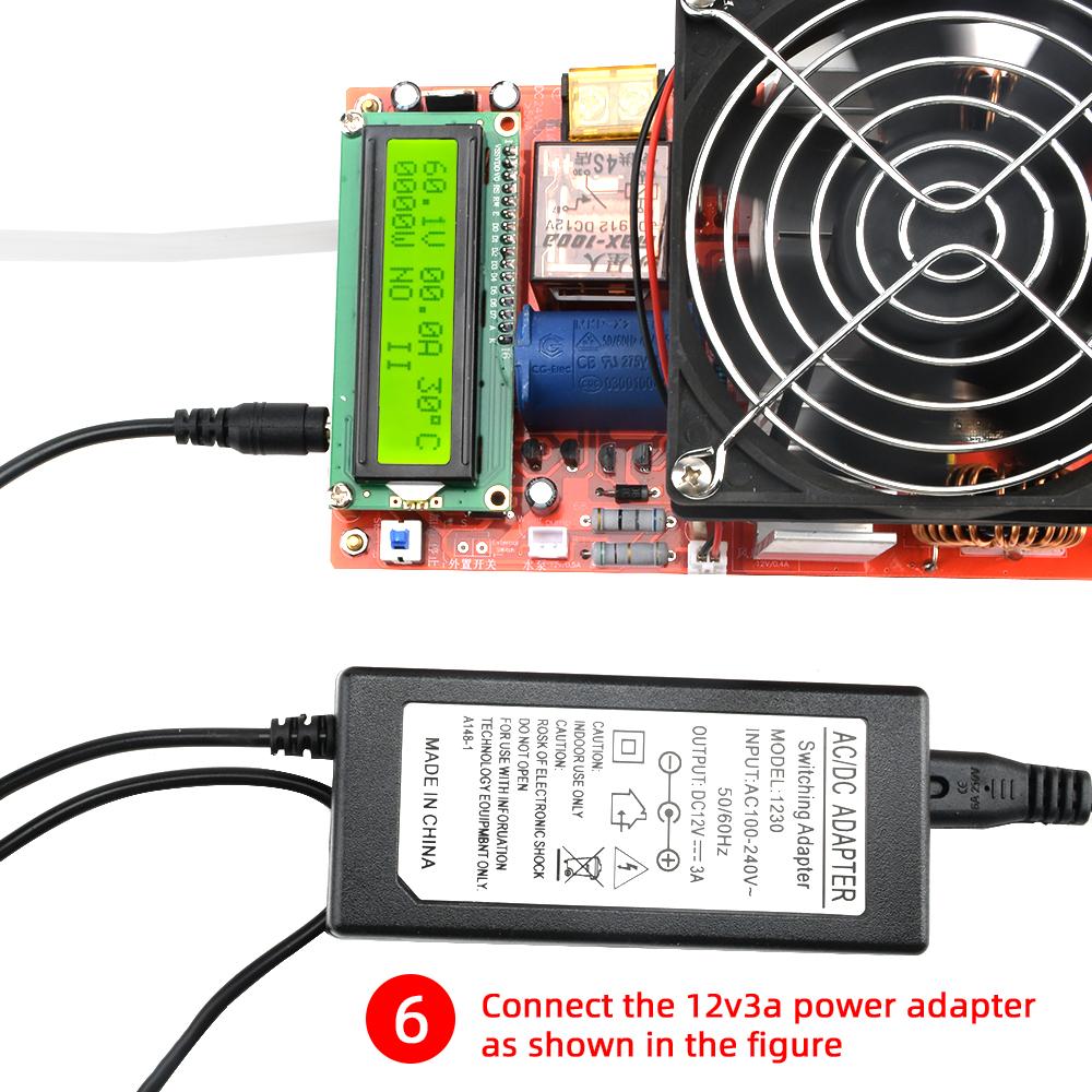2500W 1800W High Power ZVS Induction Heater Induction Heating Board Module Flyback Driver Heater Cooling Fan Interface+ Coil