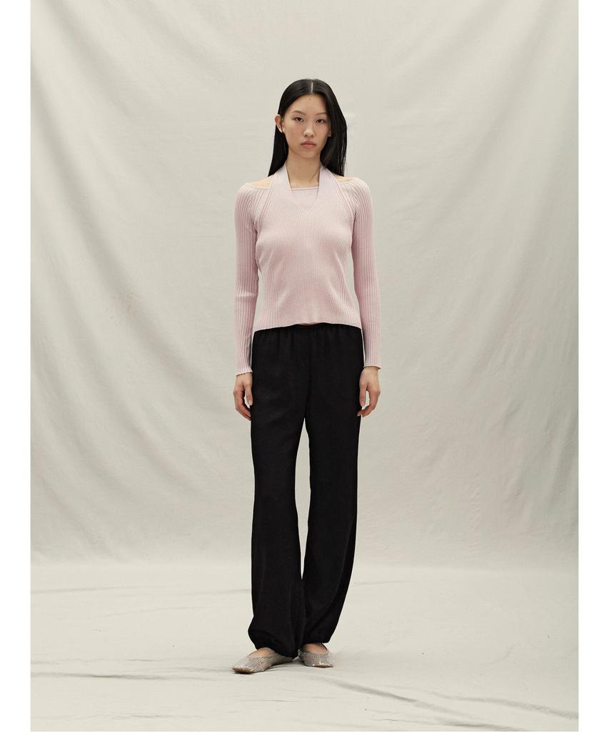Anggae Velvet Satin Dancer Pants Black