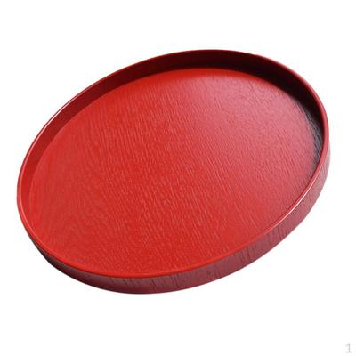 Plat rond en bois Plateau de service Vaisselle en bois Plats à dessert Rouge