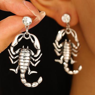 Gothic Animal Scorpion Drop Earrings Women's Vintage Punk Hip Hop Rock Men's Snake Earrings Dark Halloween Exaggerated Jewelry