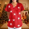 Women's Casual 3/4 Sleeve Neck Christmas Print Top for Holiday Parties