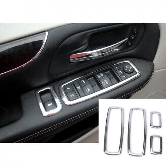 Window Lift Switch Button Cover Trim Frame For Jeep Grand Cherokee 2011+ Chrome