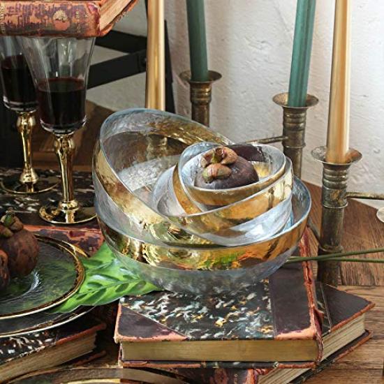 Dulton Glass Tableware Obo Height 75mm X Diameter GLASS TABLEWARE OBO GOLD BOWL Bowl, Gold, 205mm, A515-299GD205