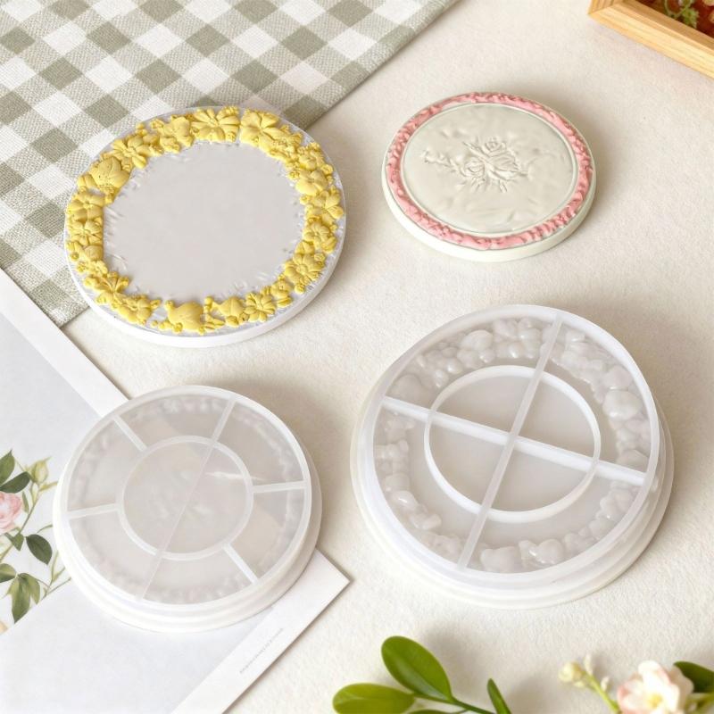 Silicone Resin Tray Mold With Floral Rims Design For Handmade Crafts Jewelry Dishes And Home Decors