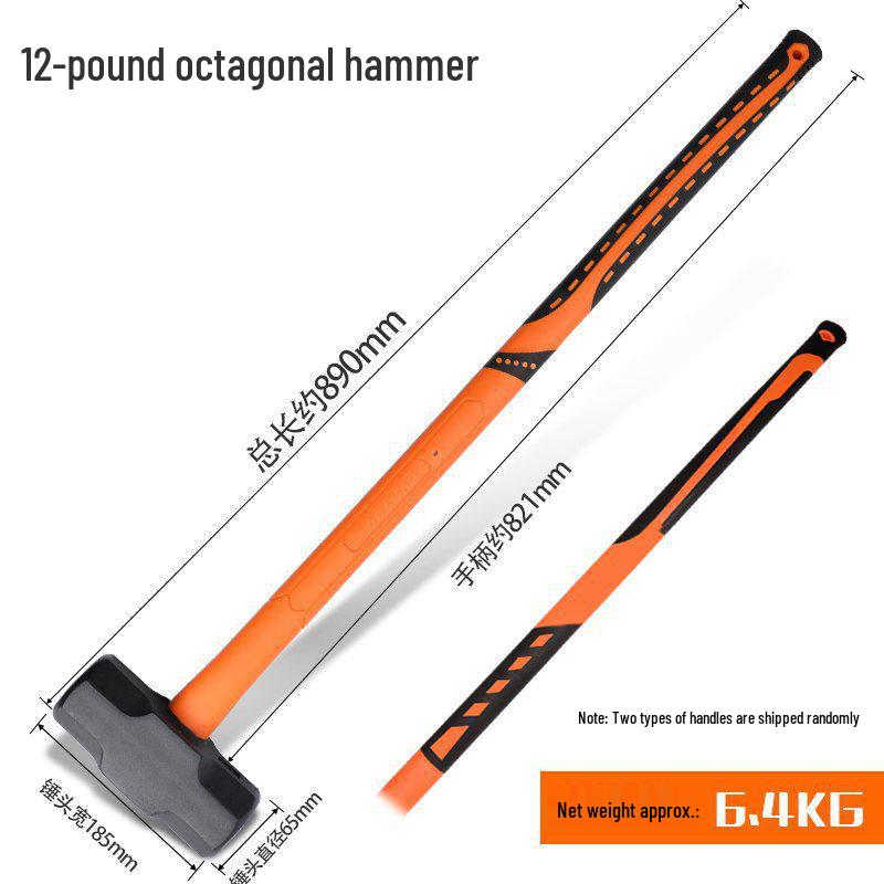 Octagonal Demolition Sledgehammer: Heavy-Duty Wall-Breaking Mason's Tool.