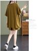 Women's Fashionable European Style Short-Sleeved Two-Piece Suits with Pockets, Plus-Size, Slimming Shorts, Casual Design.