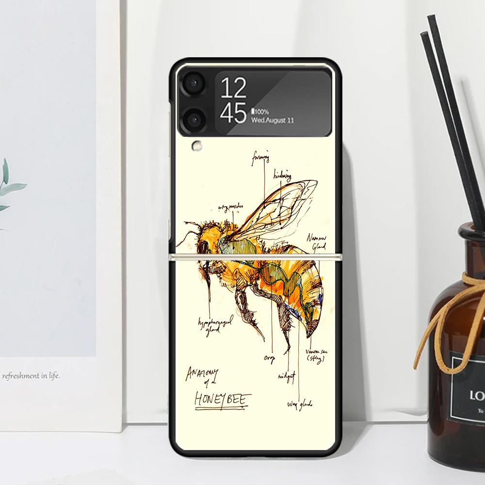 Bugs Bees Scientific Decomposition Phone Case Cover for Samsung Galaxy Z Flip 7 6 5 4 3 5G Flip3 Flip4 Flip5 ZFlip6 ZFlip7 Black