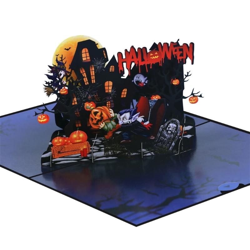 Vampires Theme 3D Standing Halloween Greeting Card Invitation Card For Eerie Celebration And Home Decoration